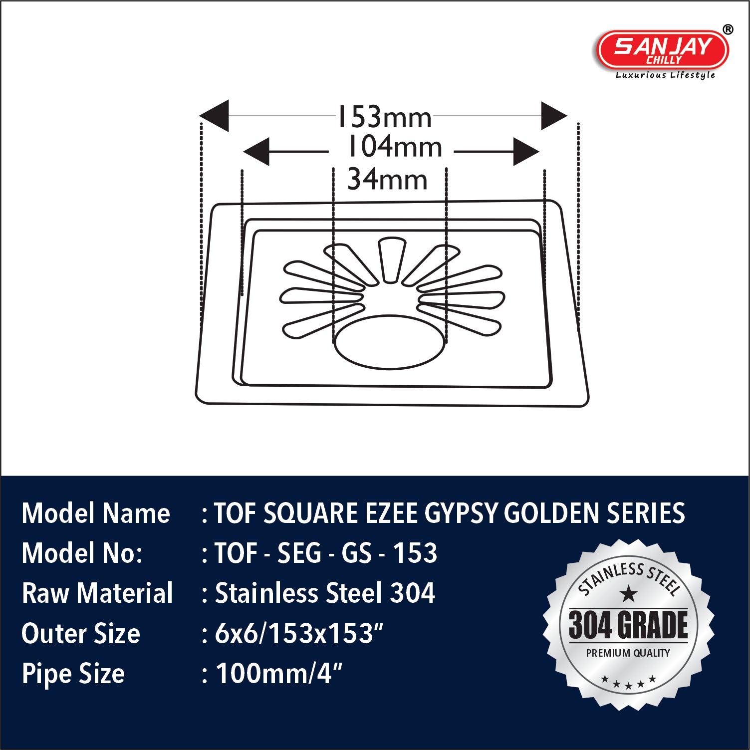 TOF Square Ezee Gypsy Golden Series