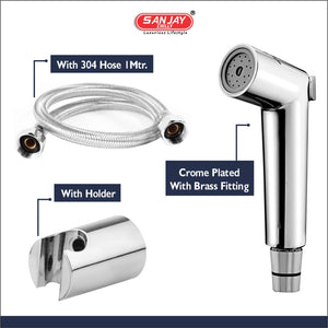 Health Faucet Elate ABS Body Chrome Plated With Brass Fittings SS 304 Hose 1mtr