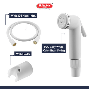 Health Faucet Cuff PVC Body White Color With Brass Fitting White PVC Hose 1mtr