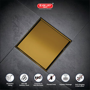 TOF Square Marble Drainer Pure Gold